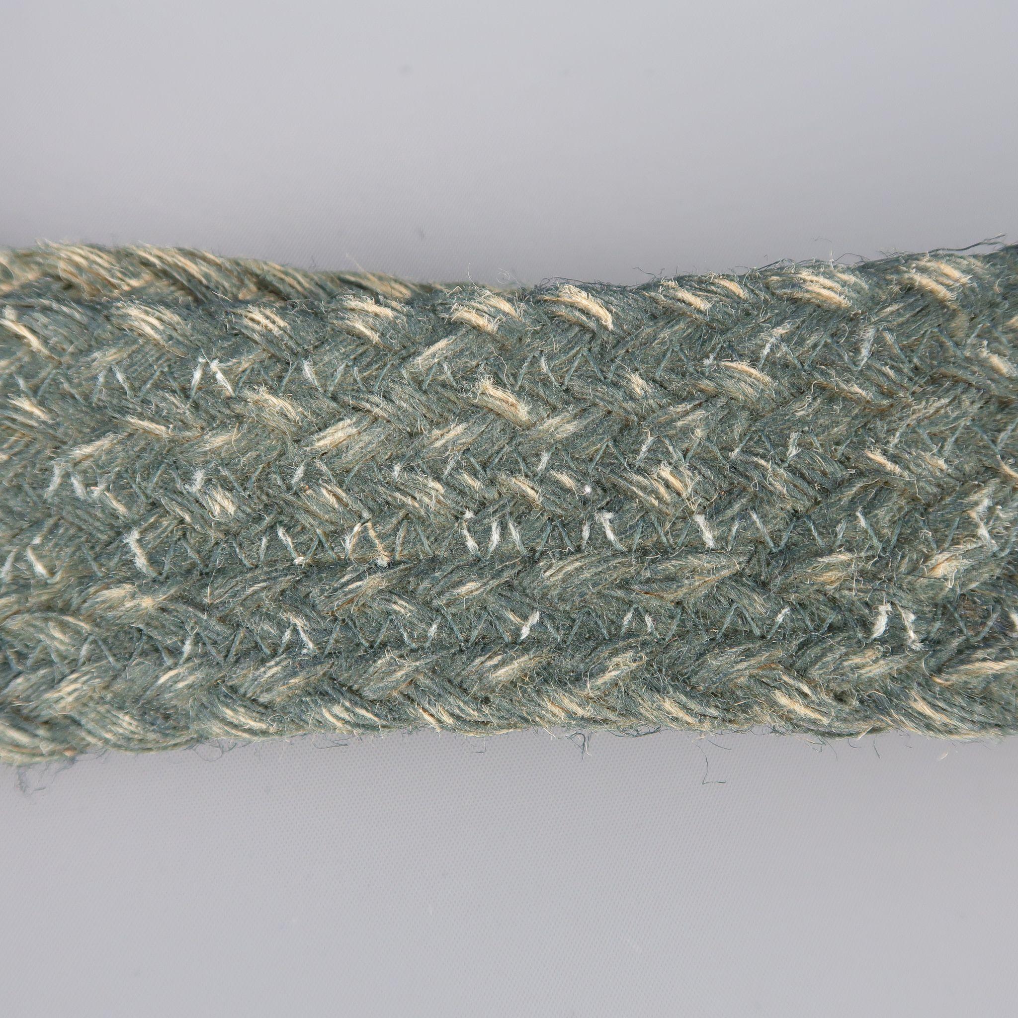Gray RALPH LAUREN Green M Braided Rope Double Engraved Hoop Belt
