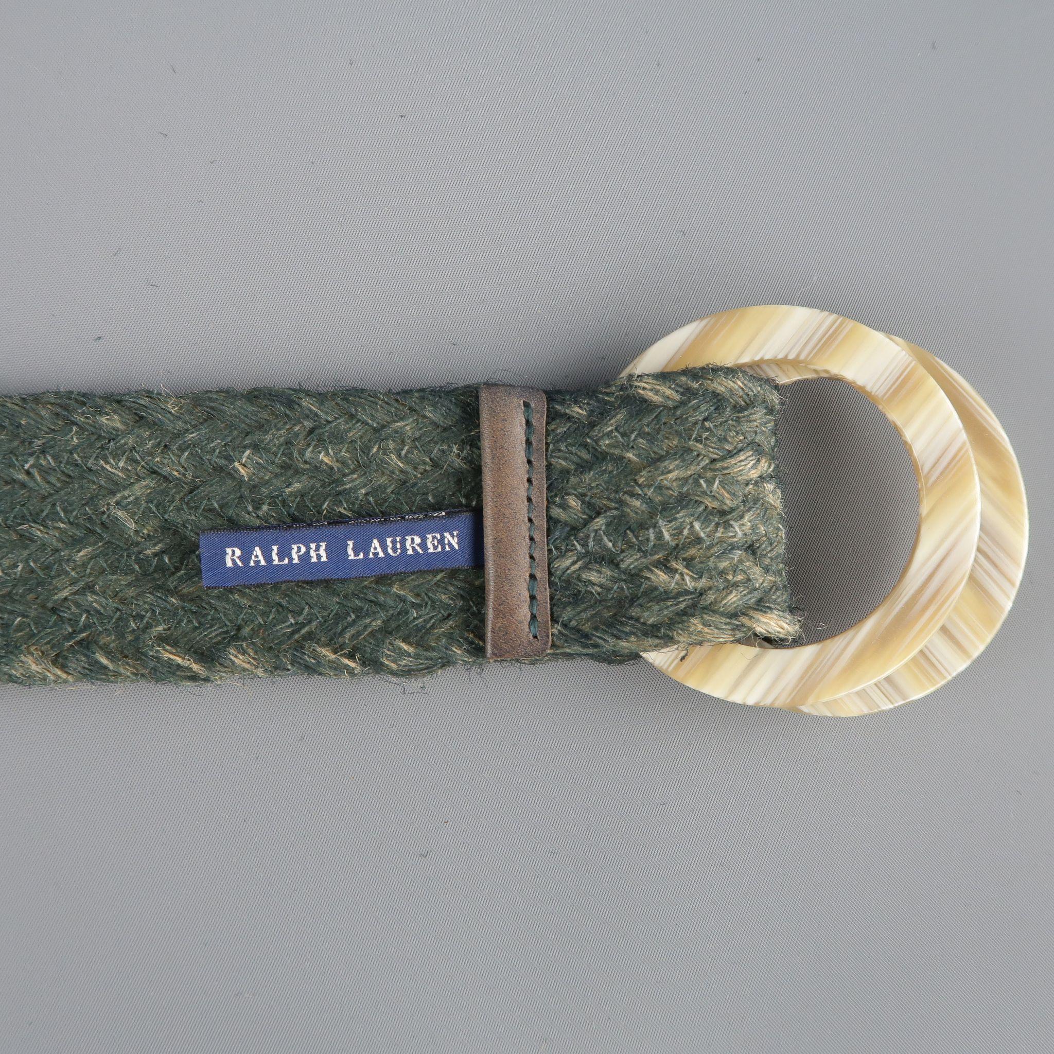 RALPH LAUREN Green M Braided Rope Double Engraved Hoop Belt In Fair Condition In San Francisco, CA