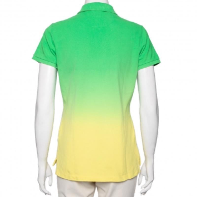Verde Polo Ralph Lauren Green Ombre Cotton Piqué Skinny Fit T-Shirt L in vendita