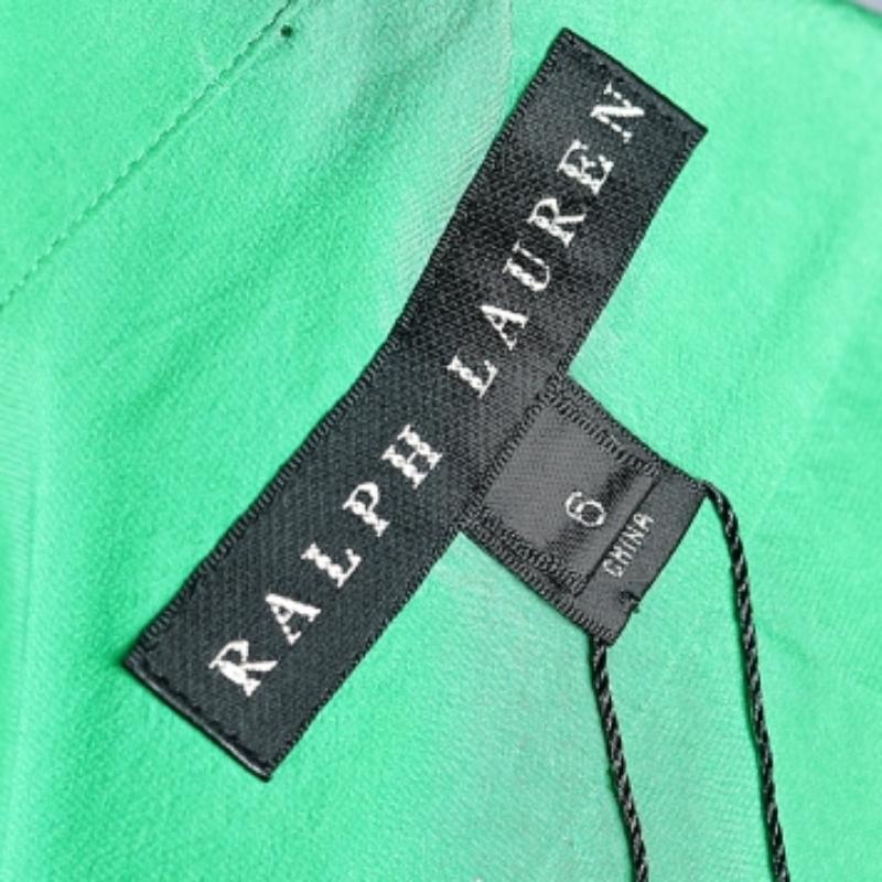 Donna Ralph Lauren - Camicia in seta verde con taschino e bottoni sul davanti M in vendita