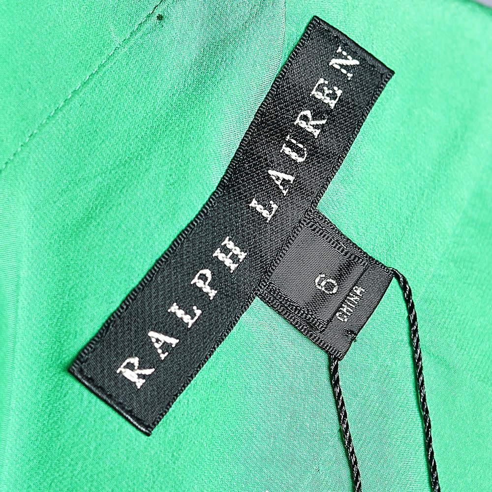Ralph Lauren Green Silk Pocketed Button Front Shirt M For Sale 1