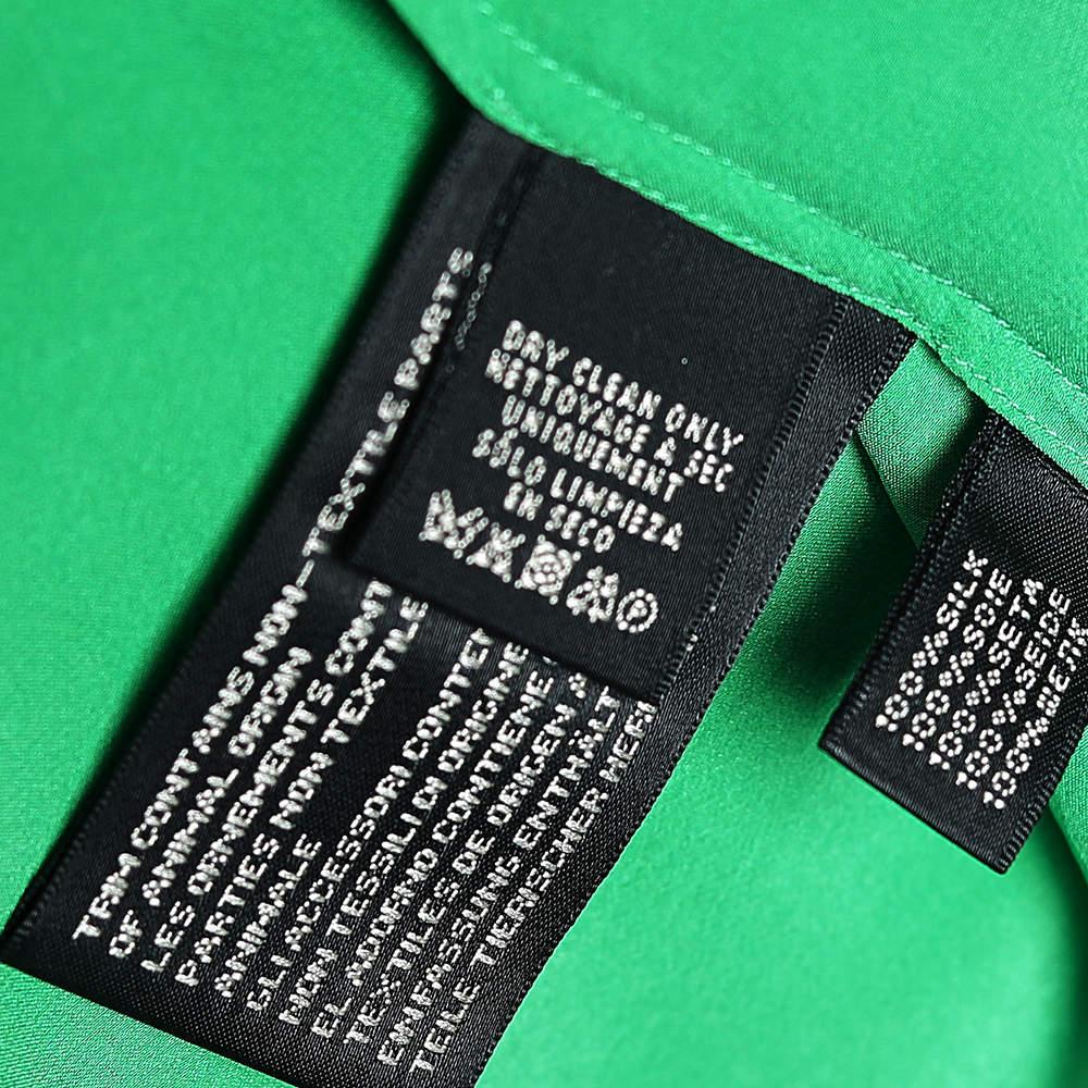 Ralph Lauren Green Silk Pocketed Button Front Shirt M For Sale 2