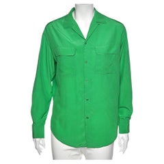 Ralph Lauren Green Silk Pocketed Button Front Shirt M