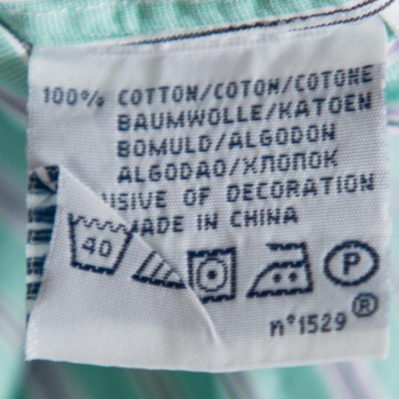 Ralph Lauren Green Striped Cotton Button Front Custom Fit Shirt M For Sale 1