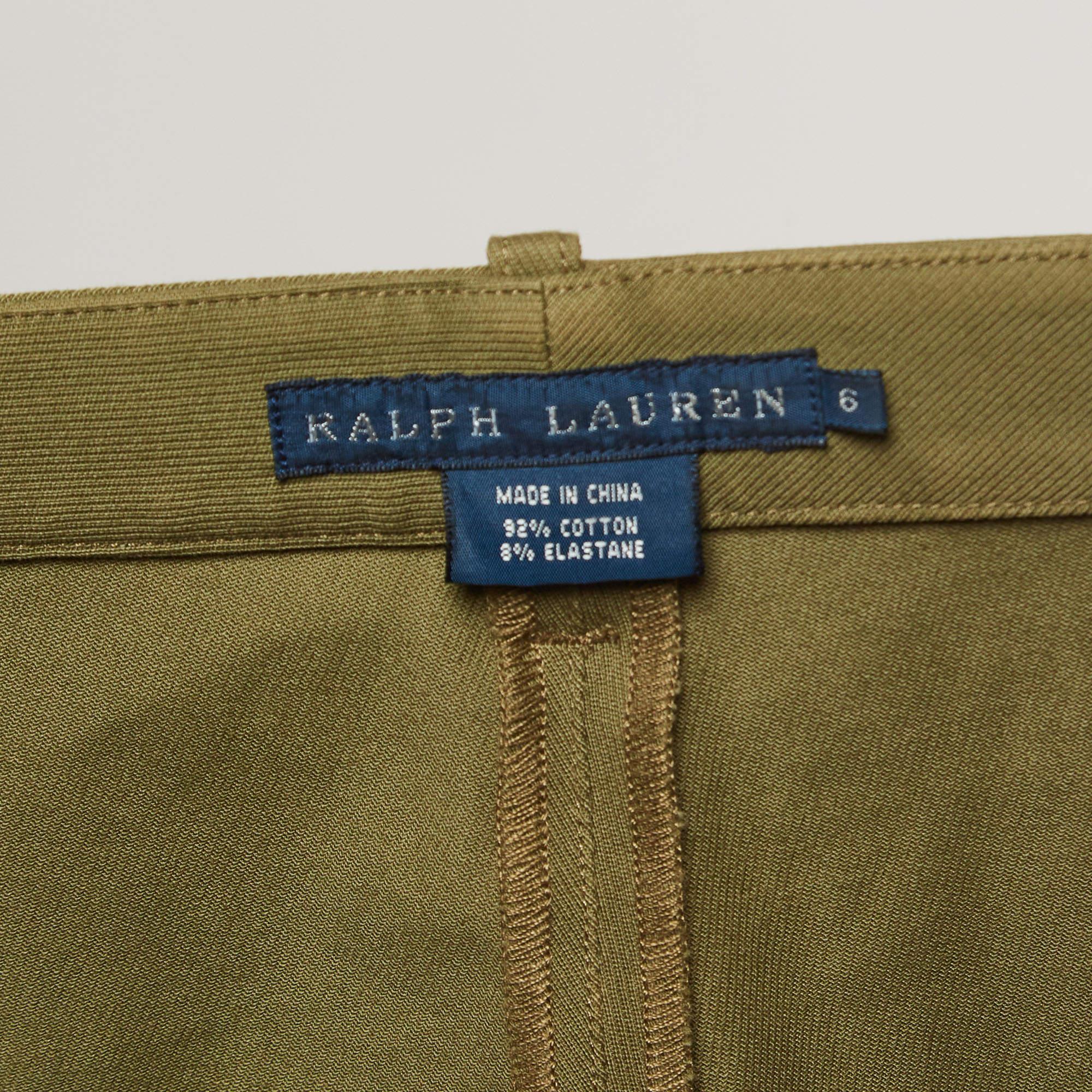 Ralph Lauren - Pantalon breeches en sergé de coton avec bordure en daim vert M Excellent état - En vente à Dubai, Al Qouz 2