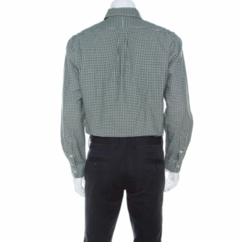 Ralph Lauren - Camicia in cotone a scacchi verdi e bianchi - M. I. In condizioni buone in vendita a Dubai, Al Qouz 2