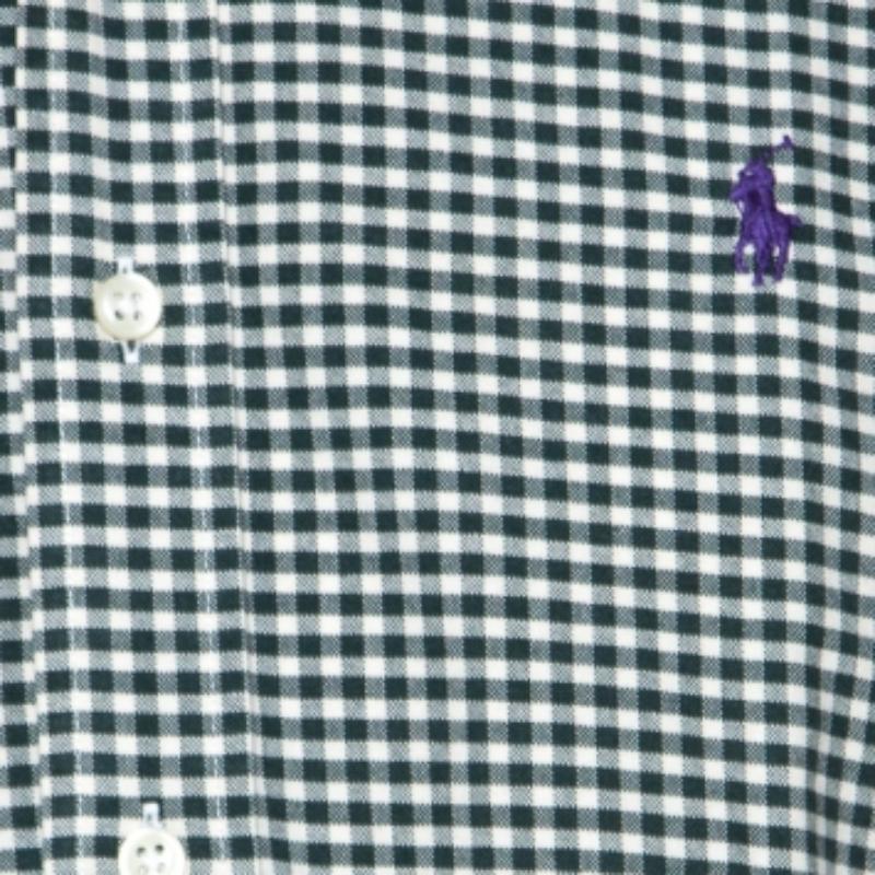 Ralph Lauren - Camicia in cotone a scacchi verdi e bianchi - M. I. in vendita 1