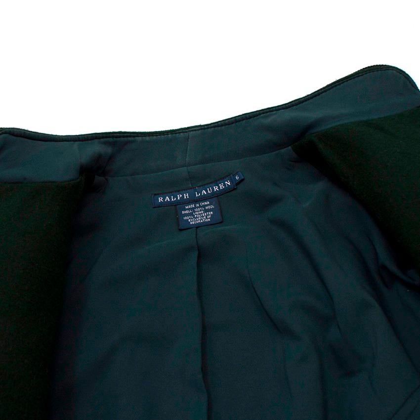 Black Ralph Lauren Green Wool Military Jacket US 6