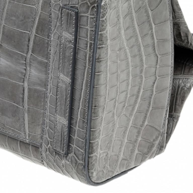 Grigio Tote Ricky in alligatore grigio di Ralph Lauren