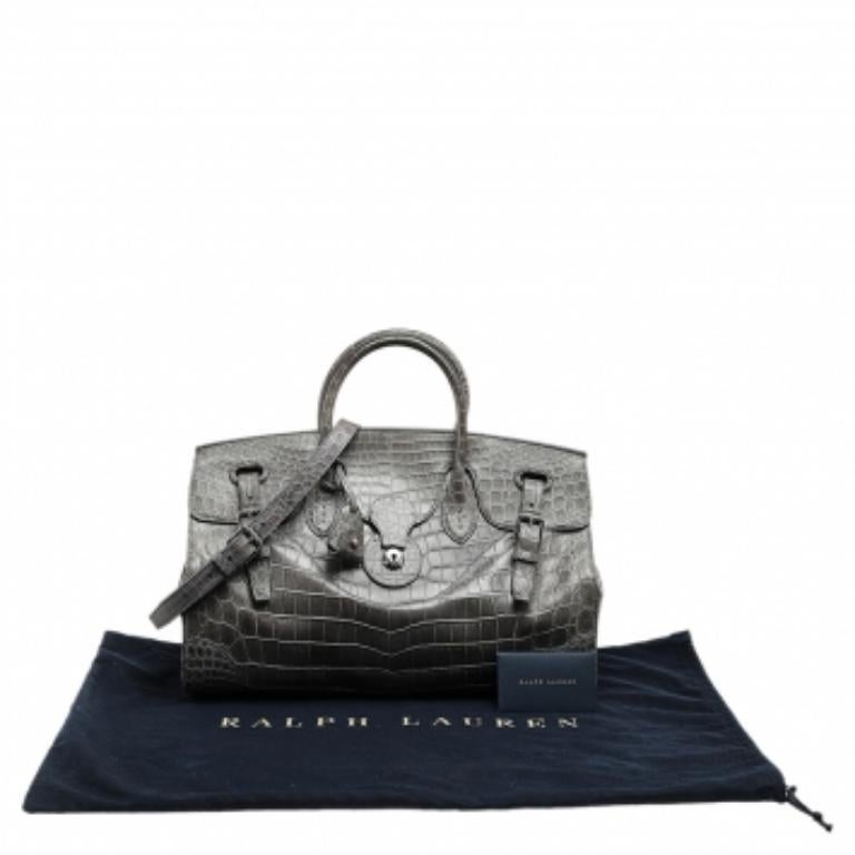 Tote Ricky in alligatore grigio di Ralph Lauren In condizioni buone a Dubai, Al Qouz 2