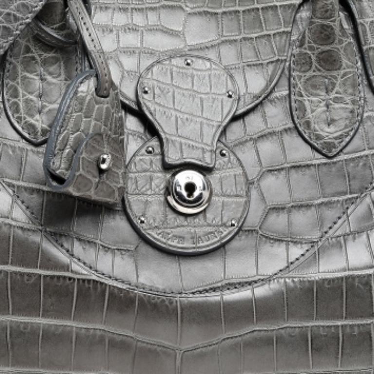 Donna Tote Ricky in alligatore grigio di Ralph Lauren