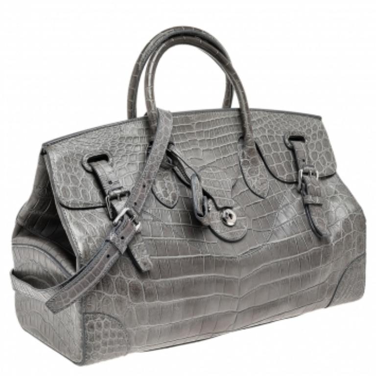 Tote Ricky in alligatore grigio di Ralph Lauren 1