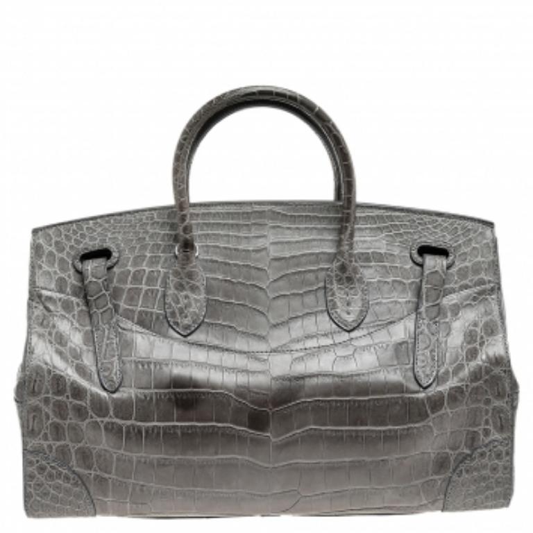 Tote Ricky in alligatore grigio di Ralph Lauren 2