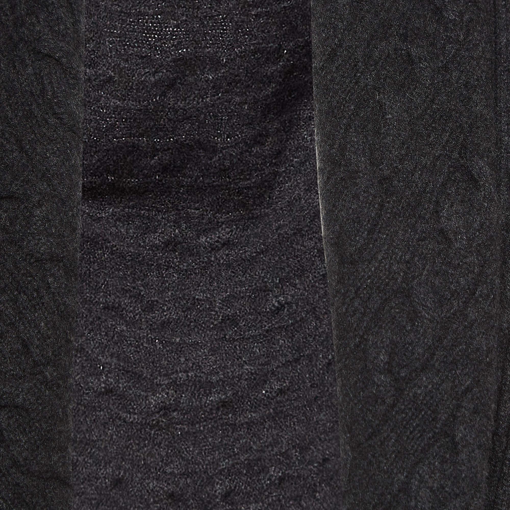 Black Ralph Lauren Grey Cashmere Knit Shawl Collar Cardigan L