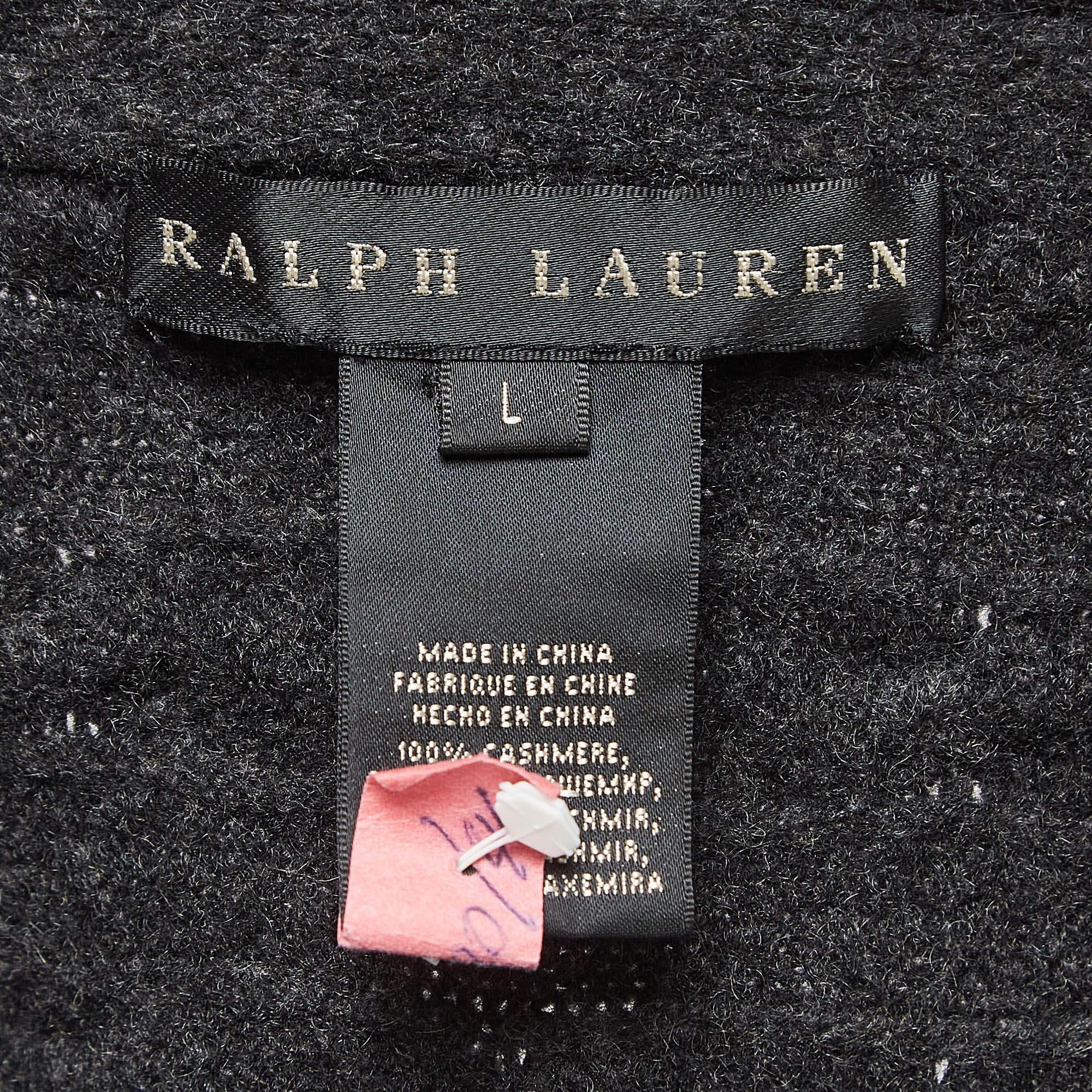 Ralph Lauren Grey Cashmere Knit Shawl Collar Cardigan L In Excellent Condition In Dubai, Al Qouz 2