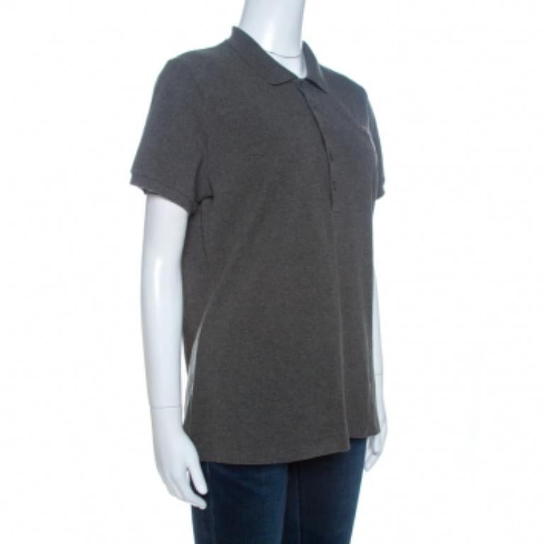 Nero Polo Ralph Lauren Grigio Piqué Cotone Skinny T-Shirt XL in vendita
