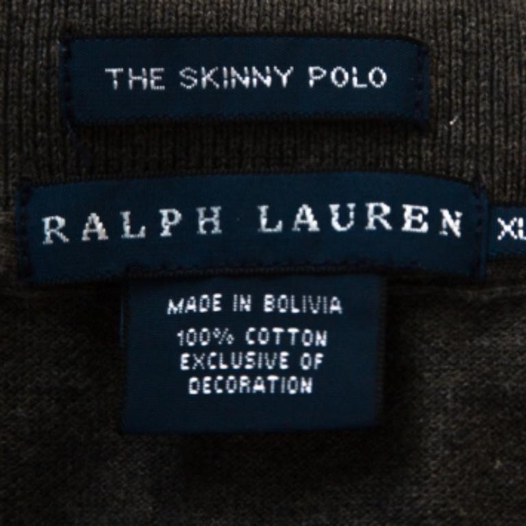 Polo Ralph Lauren Grigio Piqué Cotone Skinny T-Shirt XL In condizioni buone in vendita a Dubai, Al Qouz 2