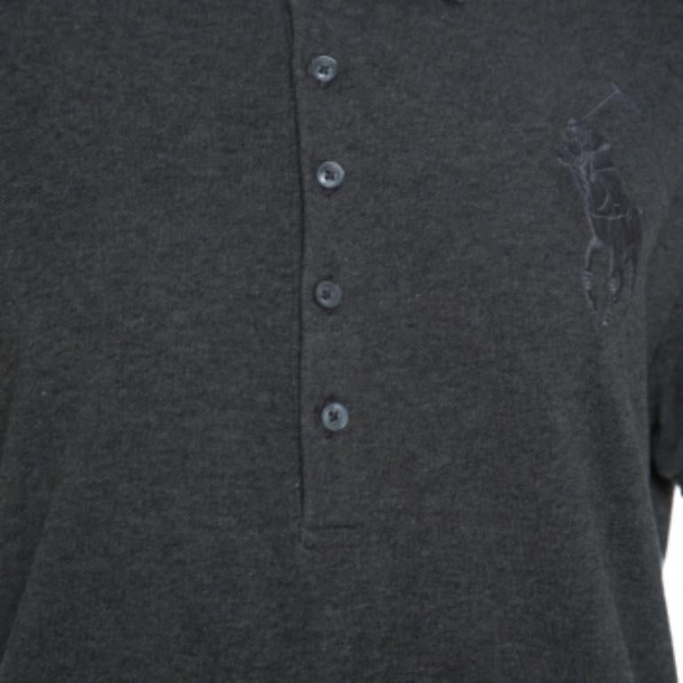 Polo Ralph Lauren Grigio Piqué Cotone Skinny T-Shirt XL in vendita 1