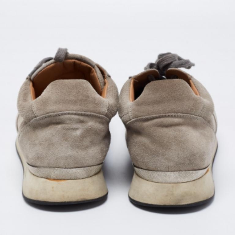 Ralph Lauren Grey Suede and Mesh Low-Top Sneakers Size 42 For Sale 1