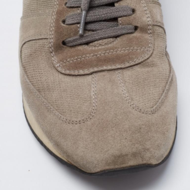 Ralph Lauren Grey Suede and Mesh Low-Top Sneakers Size 42 For Sale 2