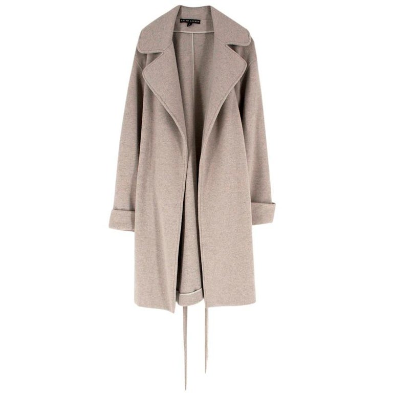 Ralph Lauren Grey Wool and Angora-blend Belted Coat US 8 at 1stDibs