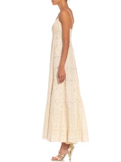 RALPH LAUREN Hand Appliquéd Polyester Edwardian Style Linen Gown