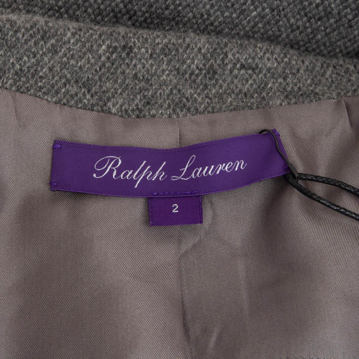 RALPH LAUREN heather grey cashmere DOUBLE BREASTED Blazer Jacket 2 XS In Excellent Condition In Zürich, CH
