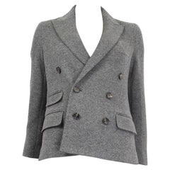 Ralph Lauren, giacca blazer a doppio petto in cashmere grigio erica 2 XS