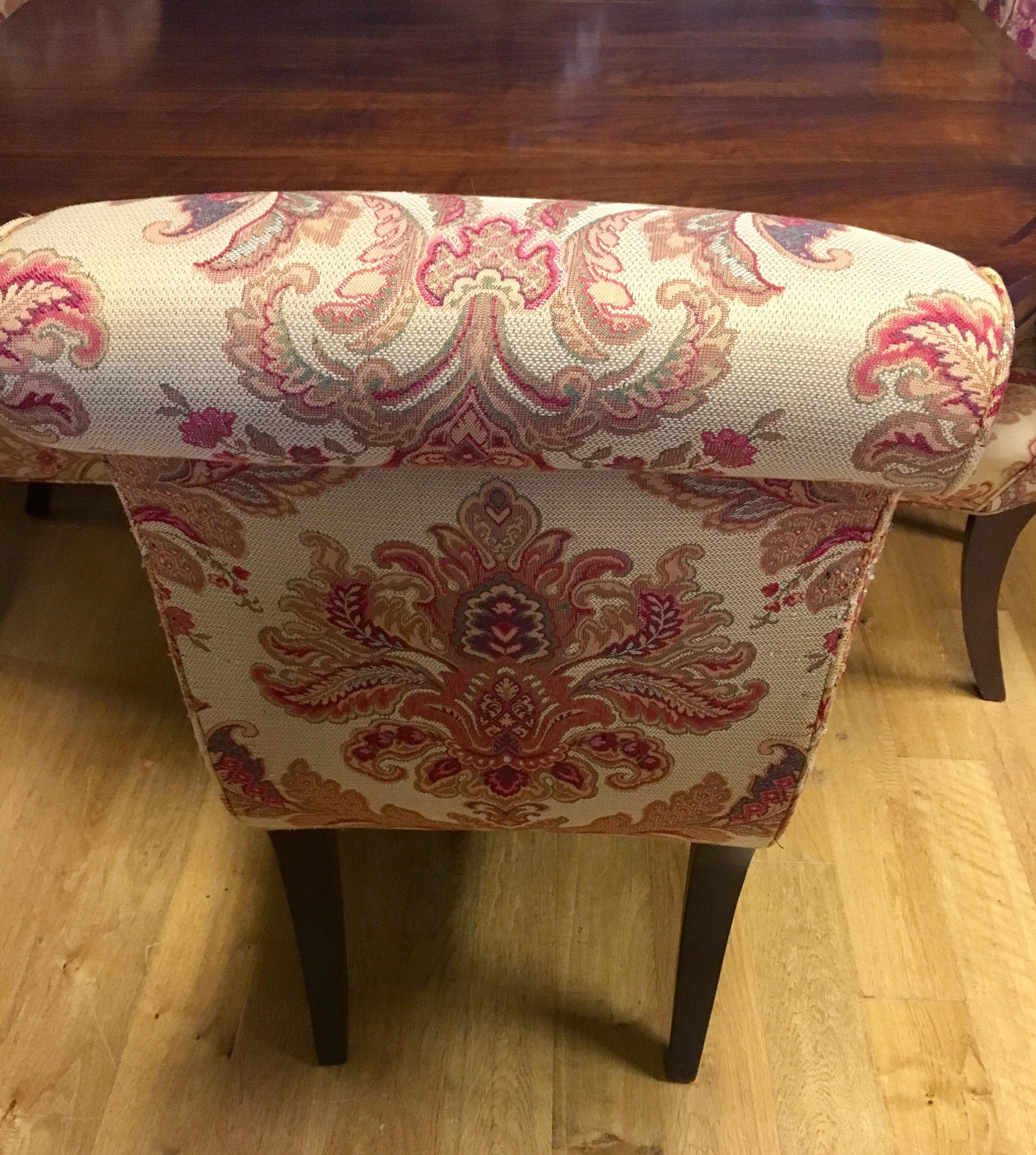 Fabric Ralph Lauren Henredon Dining Room Set Table and Six Hitchcock Chairs