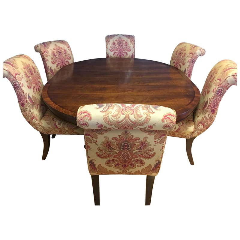 Ralph Lauren Henredon Dining Room Set Table and Six Hitchcock Chairs at ...