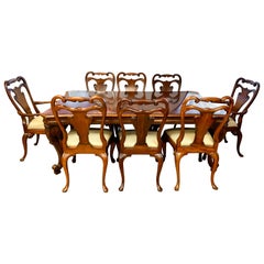 Used Ralph Lauren Henredon Large Flame Mahogany Dining Set Table and Eight Chairs