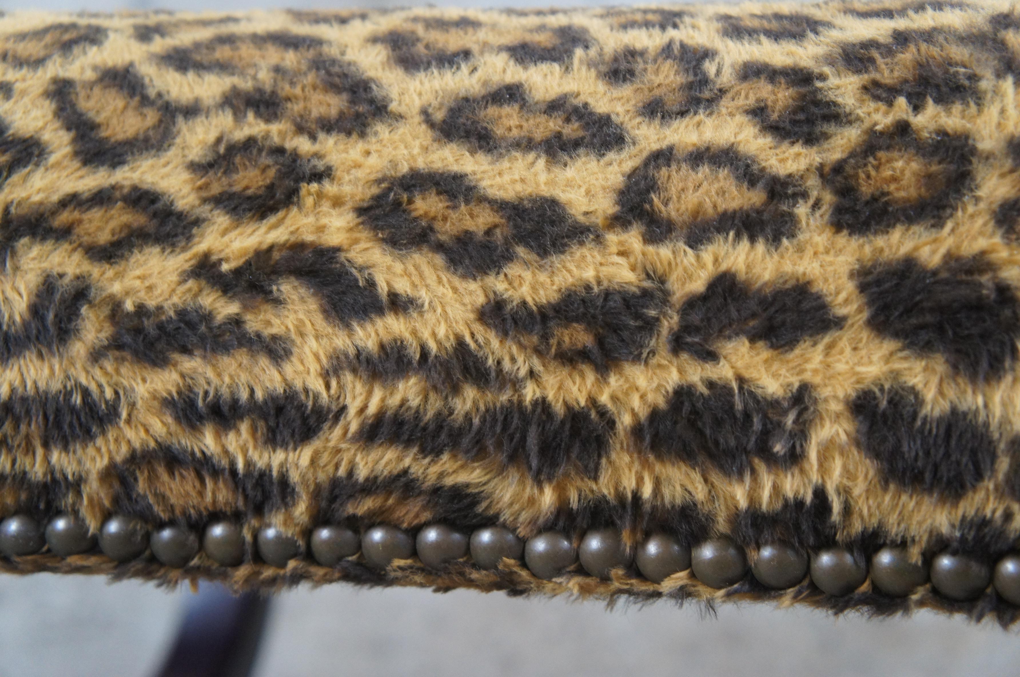 Ralph Lauren Henredon Mahogany Empire Style McDowell Stool Leopard Ottoman Bench 2