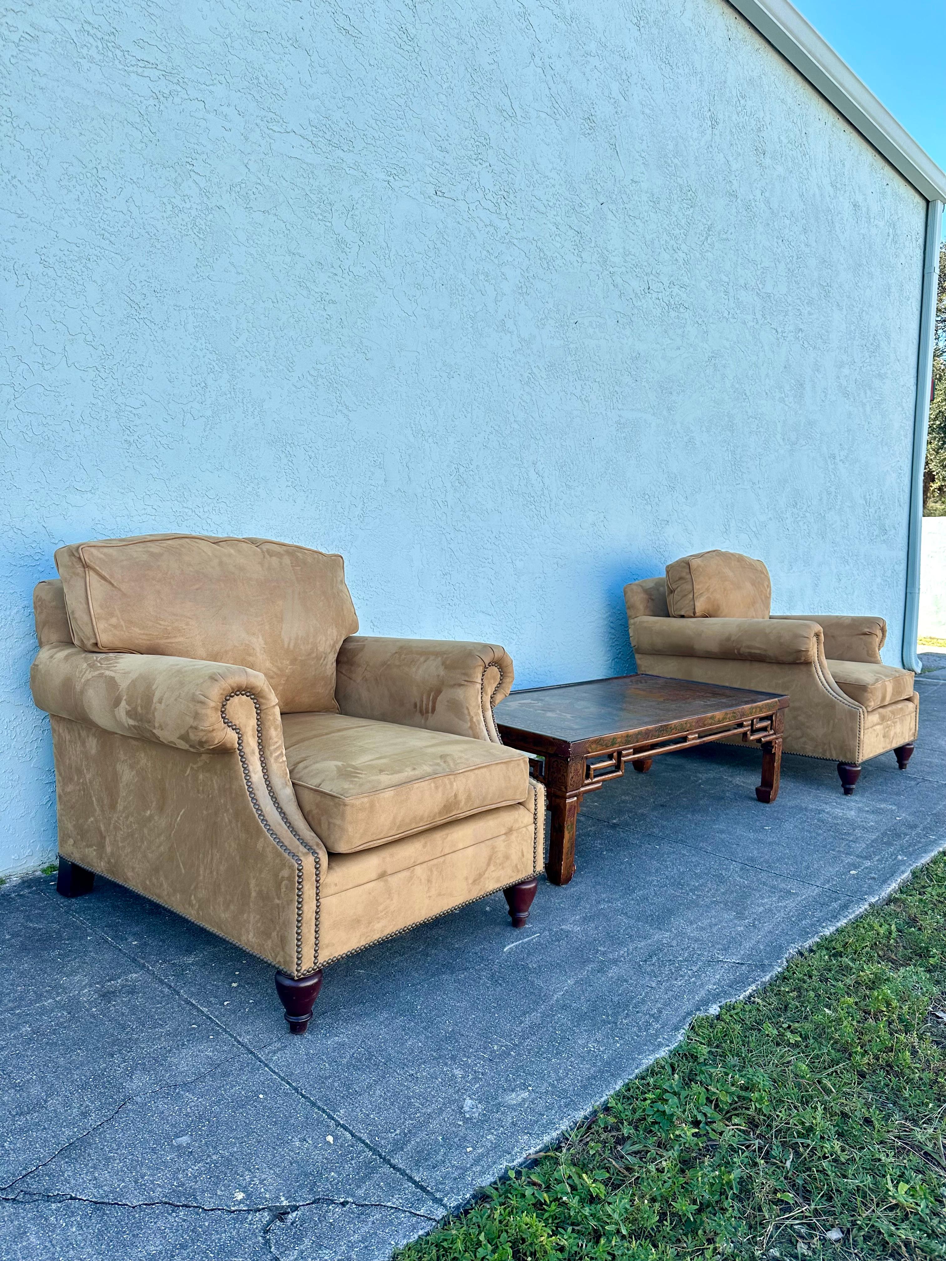 Ralph Lauren Henredon, Sedie in cammello tan ultra scamosciato, Set di 2 in vendita 4