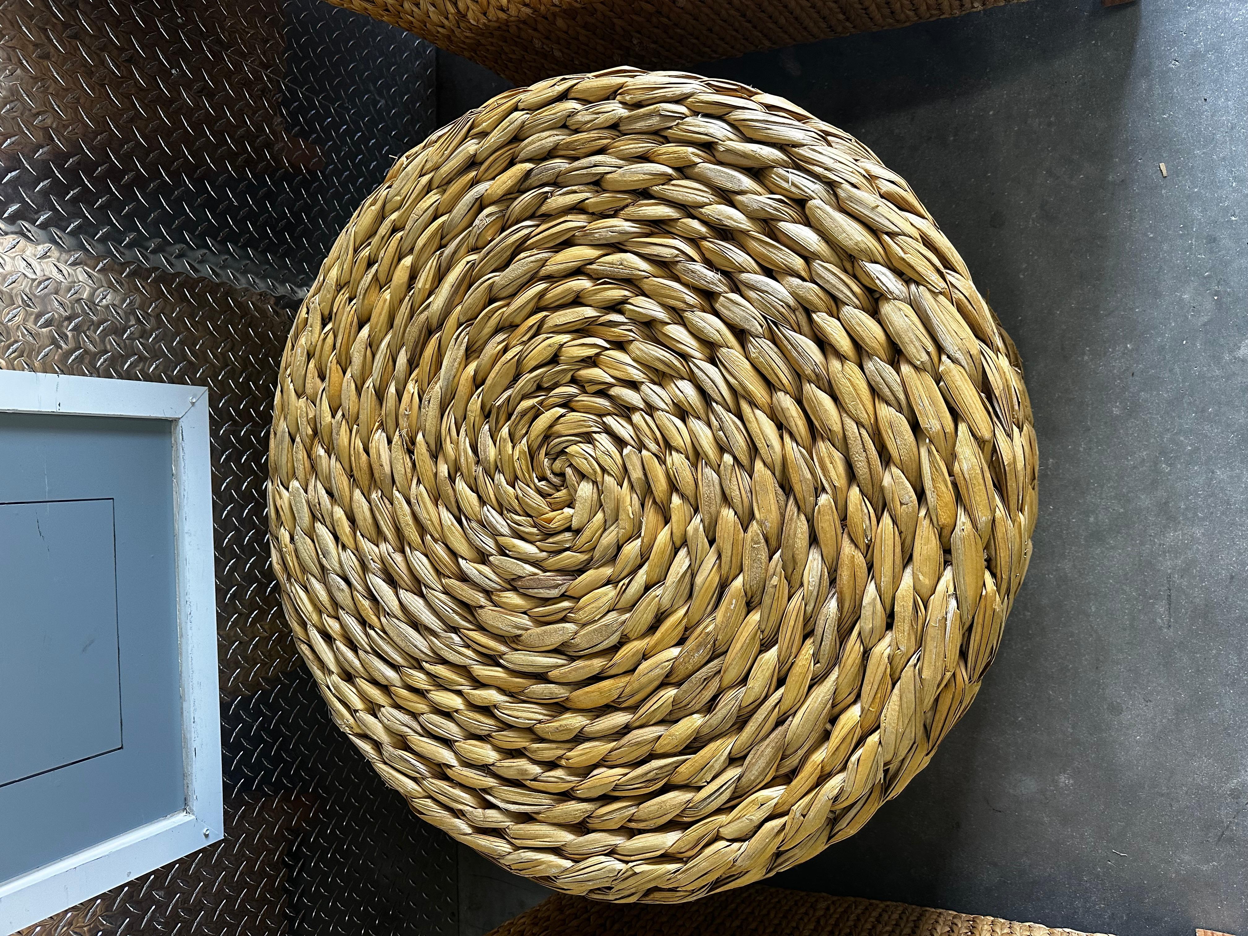 Ralph Lauren Henredon Organic Seagrass Glass Round Center Cocktail Table For Sale 2