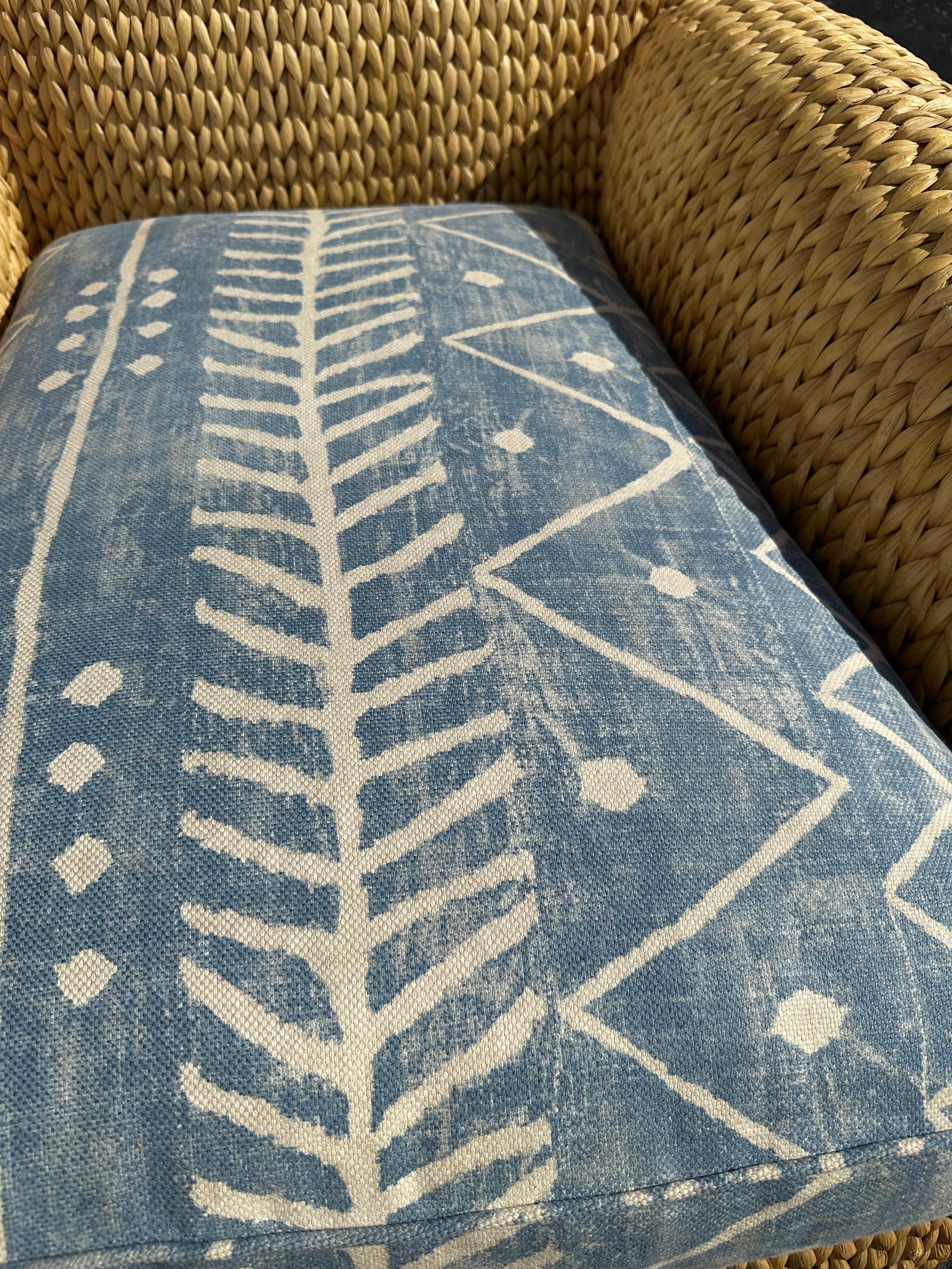 Ralph Lauren Henredon Organic Seagrass Wood Denim Lounge Chair For Sale 4