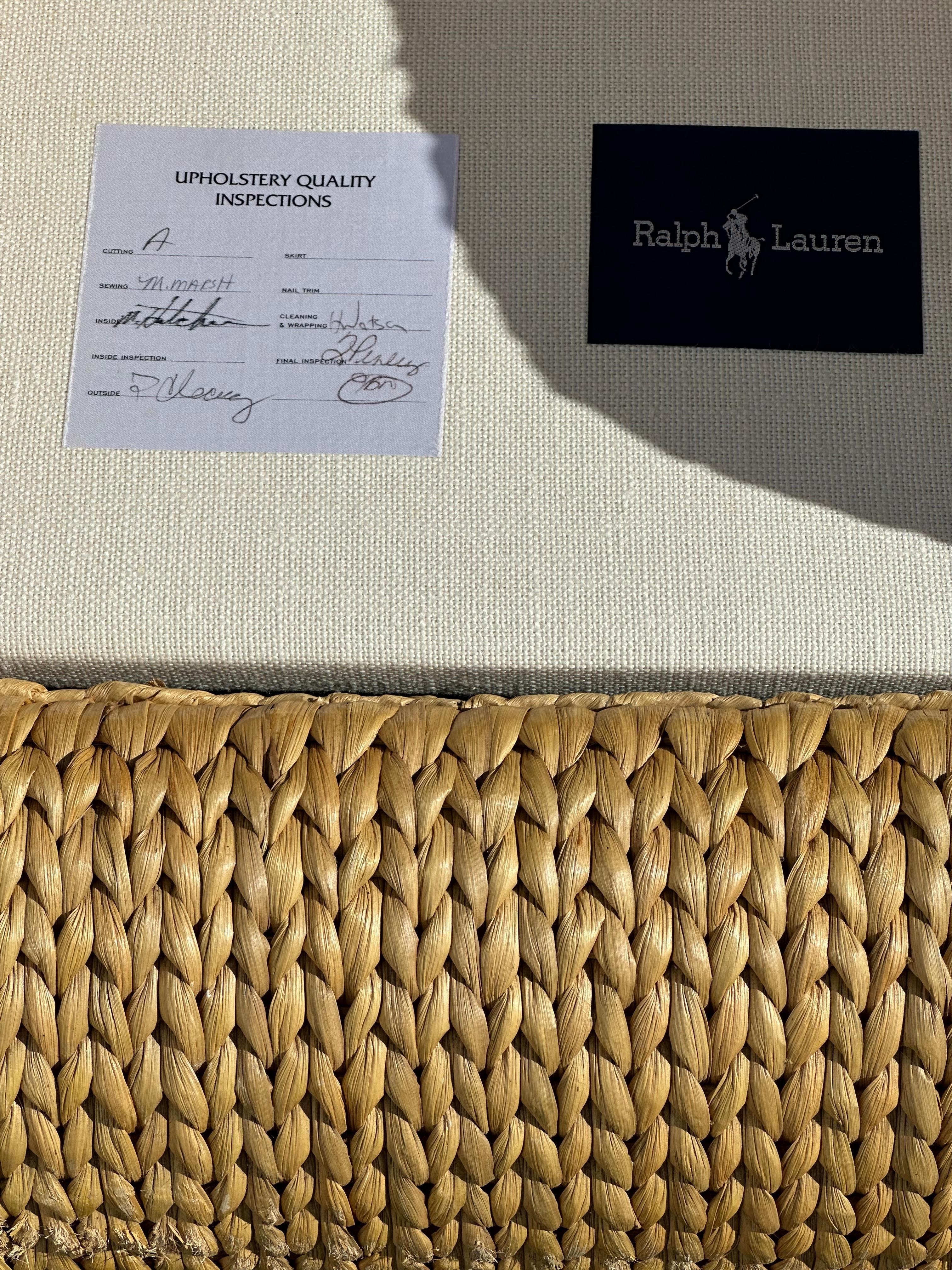 Ralph Lauren Henredon Organic Seagrass Wood Denim Lounge Chair For Sale 5