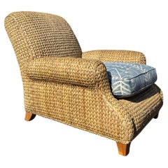 Ralph Lauren Henredon Organic Seagrass Wood Denim Lounge Chair