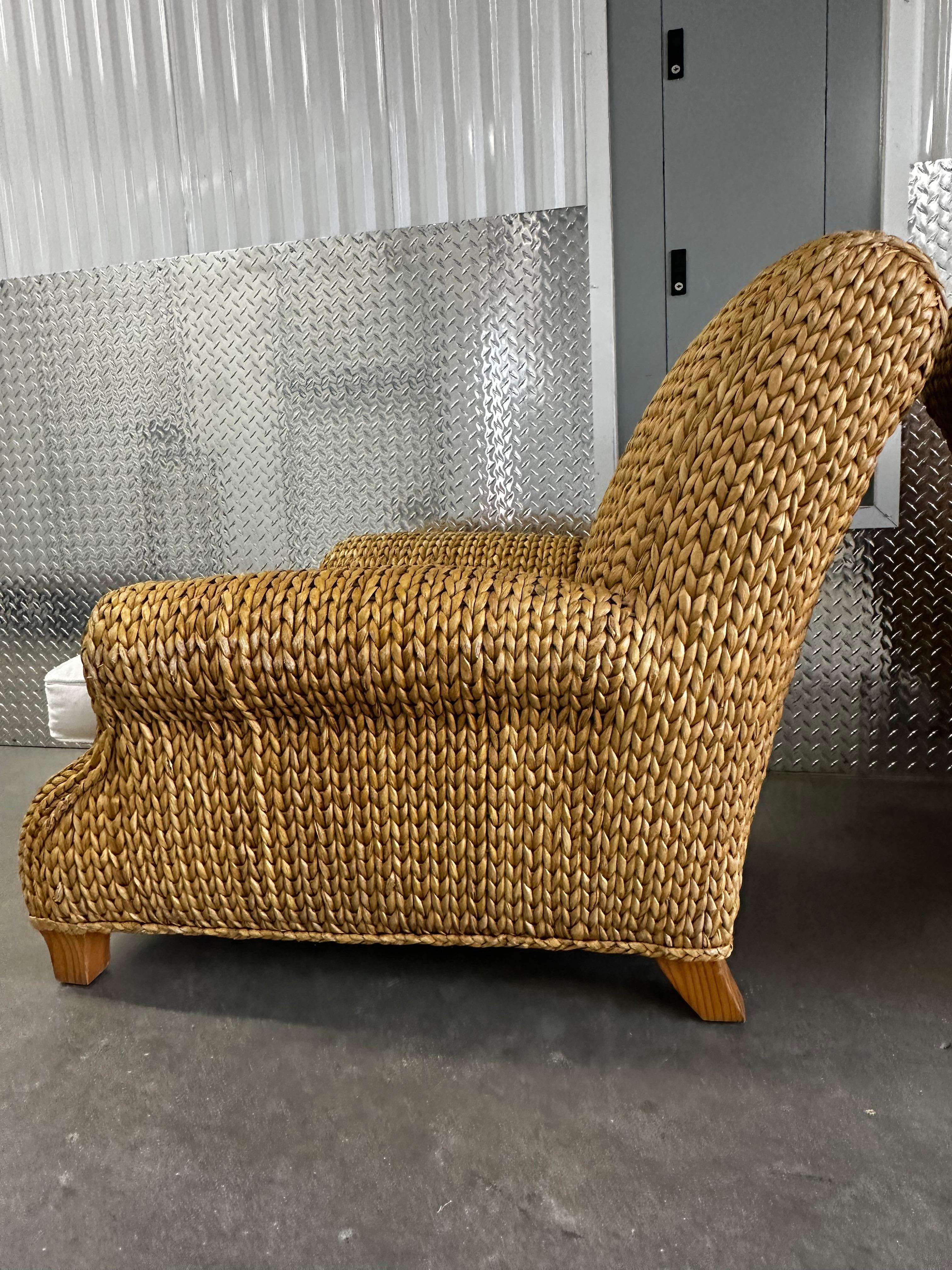 Ralph Lauren Henredon Organic Seagrass Wood White Lounge Chairs, Set of 2 For Sale 9