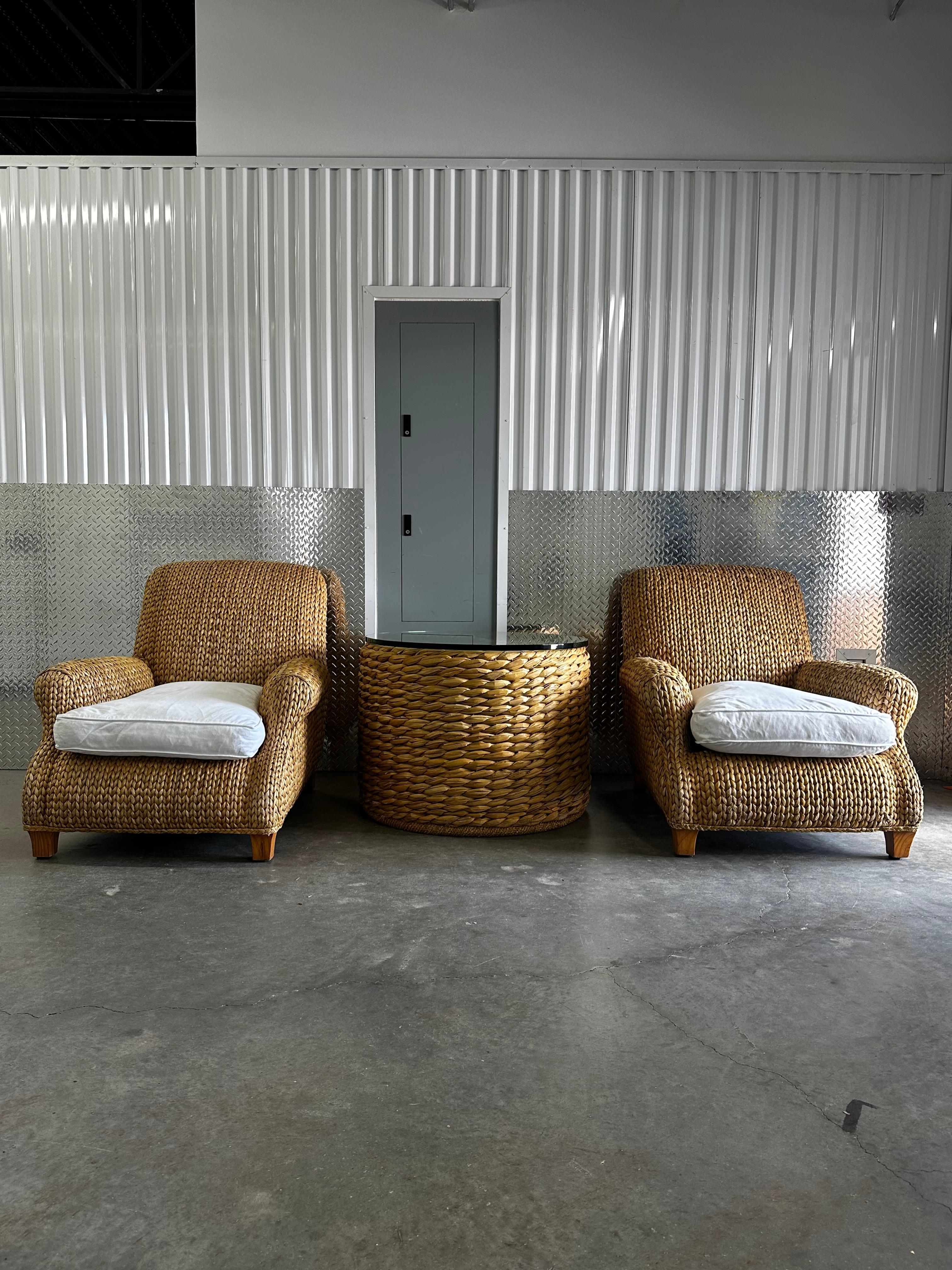 Ralph Lauren Henredon Organic Seagrass Wood White Lounge Chairs, Set of 2 For Sale 11