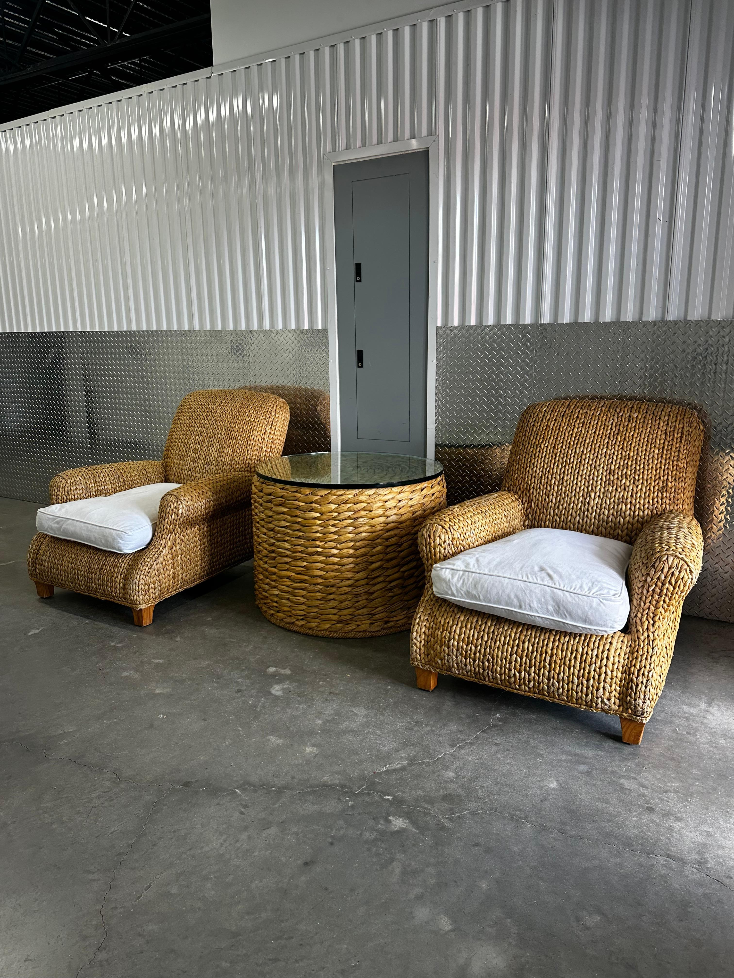 Ralph Lauren Henredon Organic Seagrass Wood White Lounge Chairs, Set of 2 For Sale 13