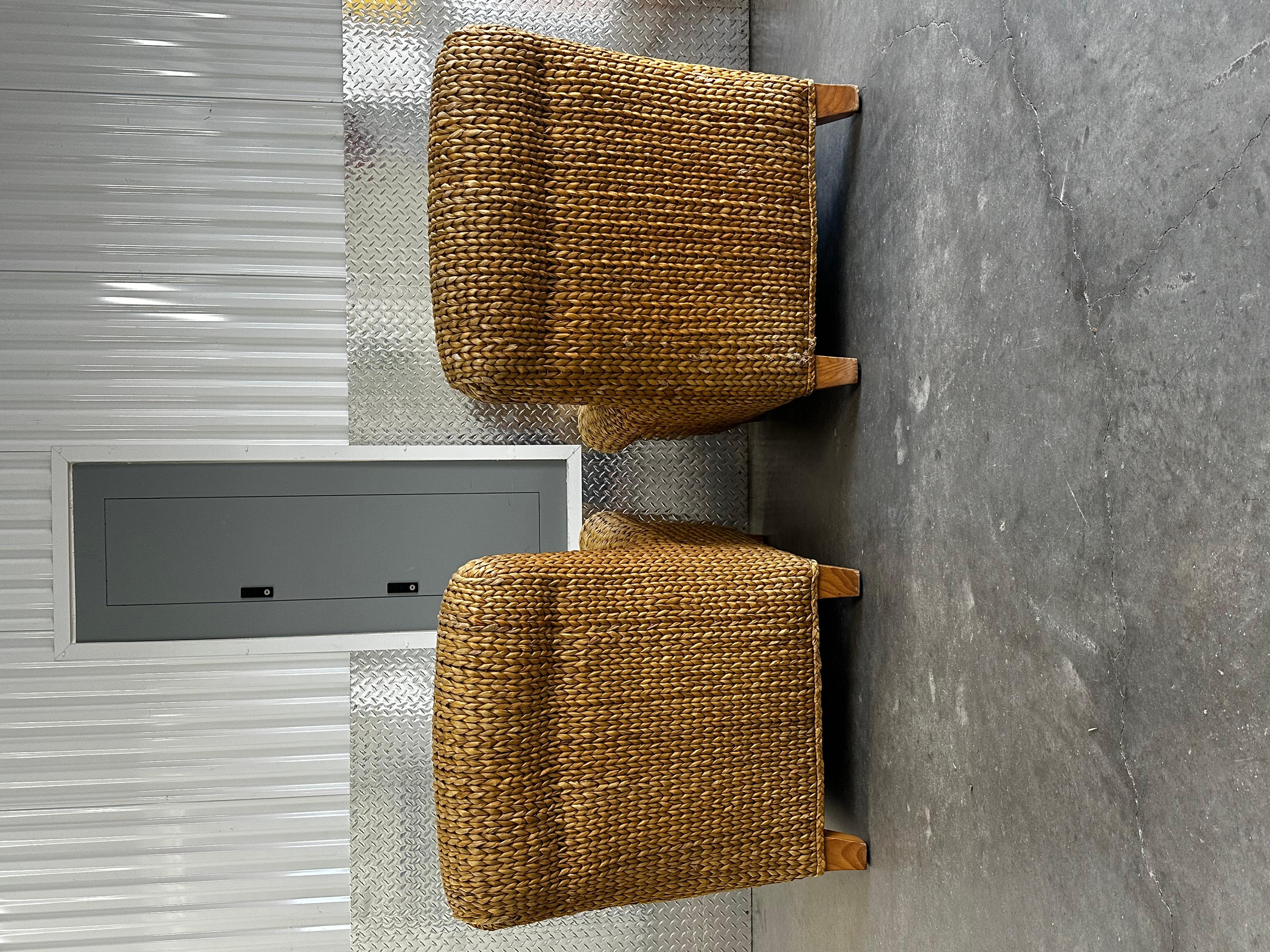 Silla de salón Ralph Lauren Henredon Organic Seagrass Wood White Estadounidense en venta