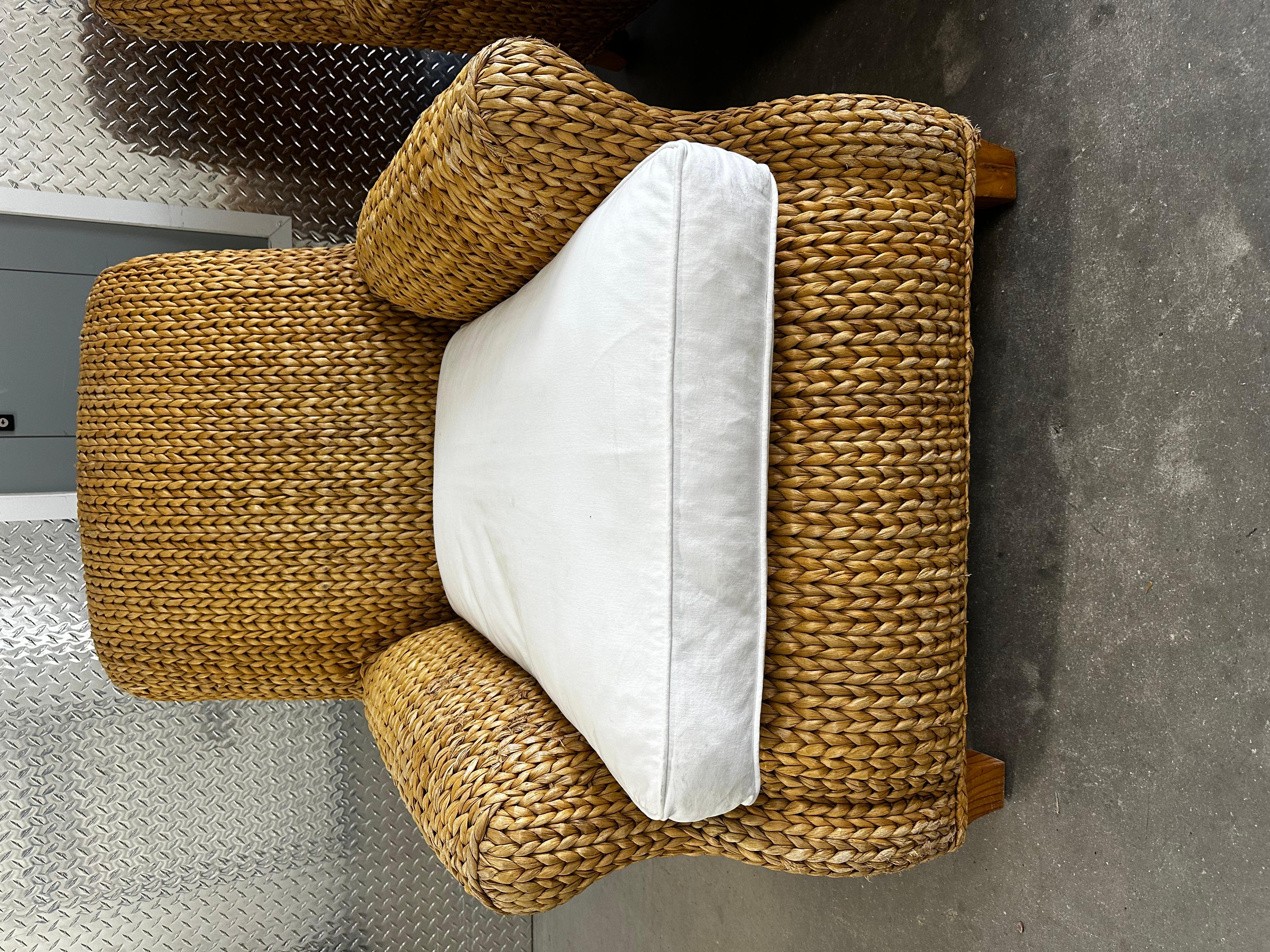 Silla de salón Ralph Lauren Henredon Organic Seagrass Wood White Tapicería en venta
