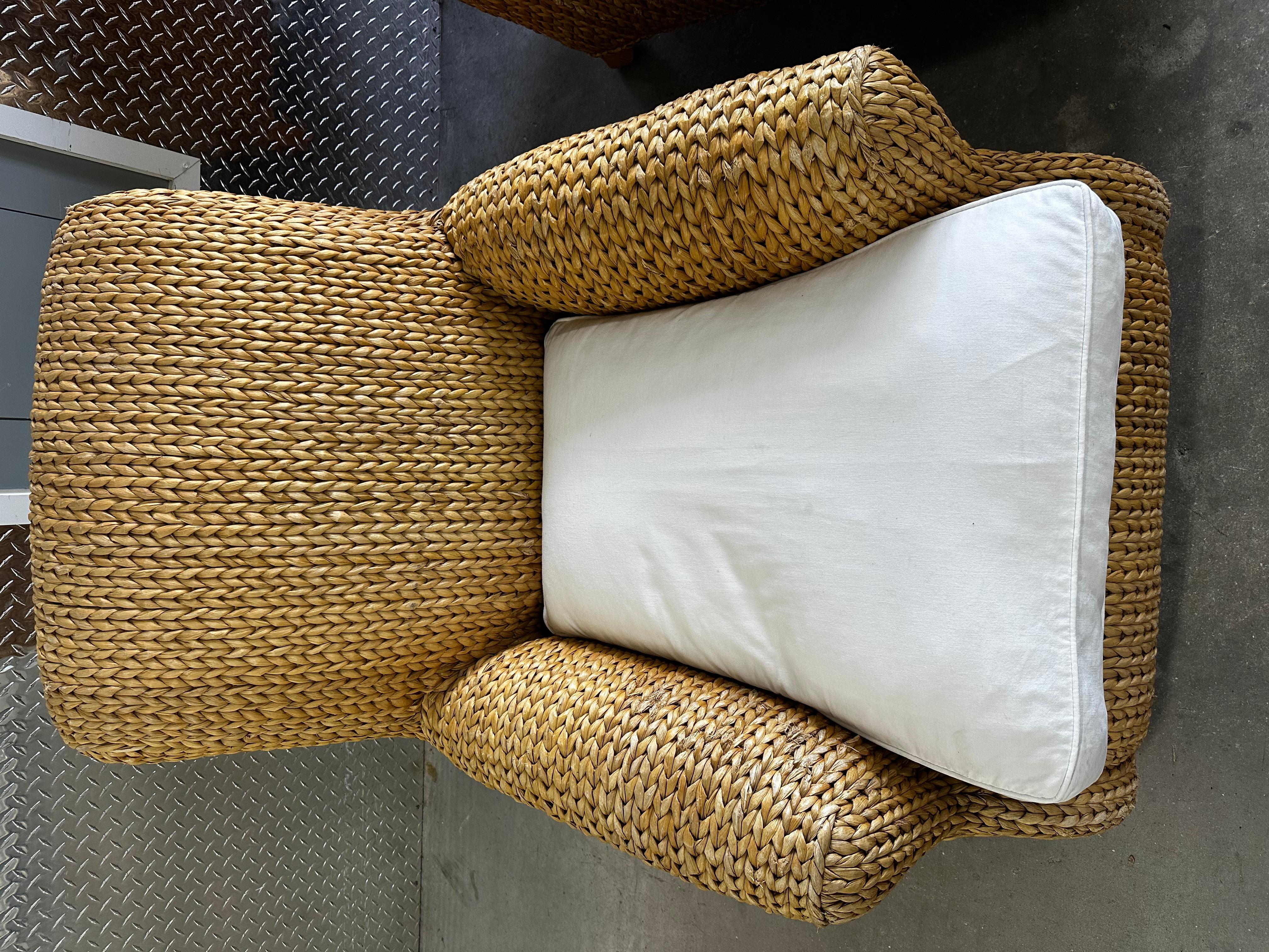 Silla de salón Ralph Lauren Henredon Organic Seagrass Wood White en venta 1