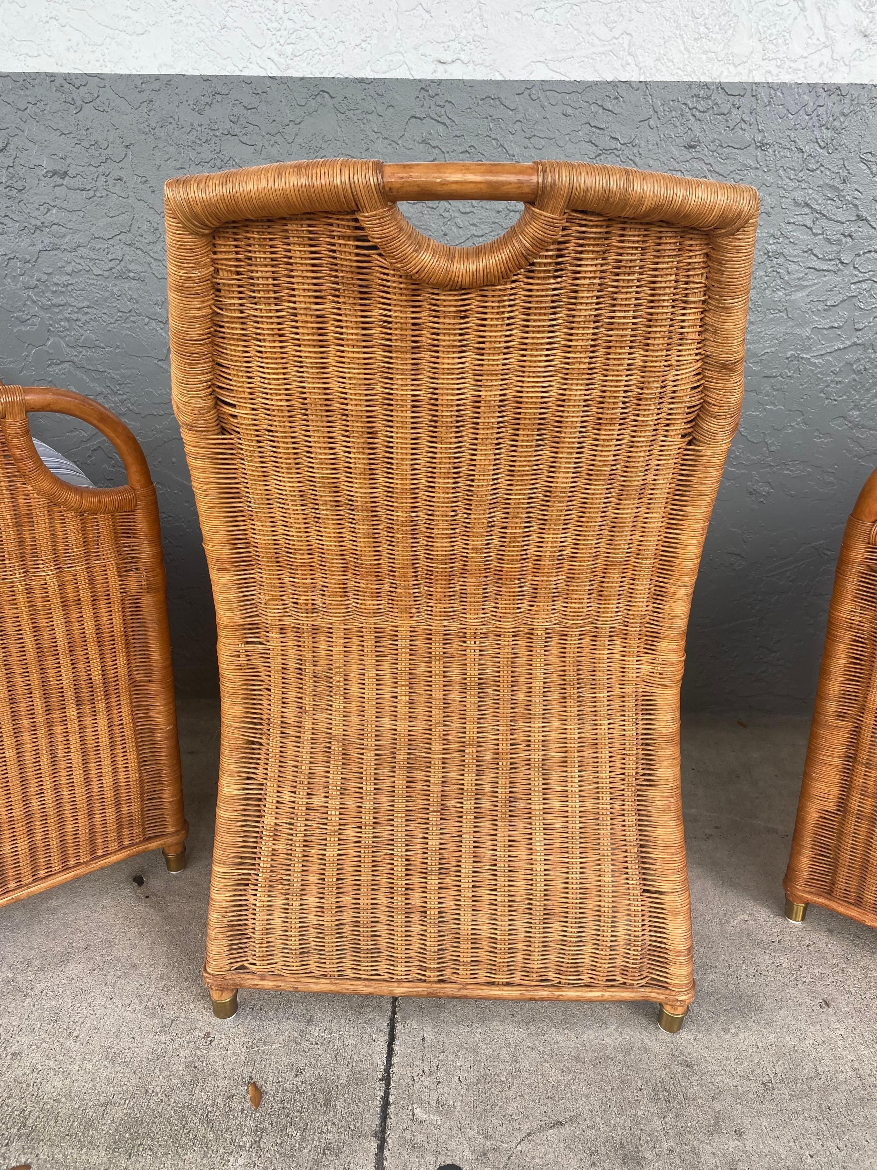 Ralph Lauren Henredon Rattan Denim Dining Sculptural Dining Chairs, Set of 5 4