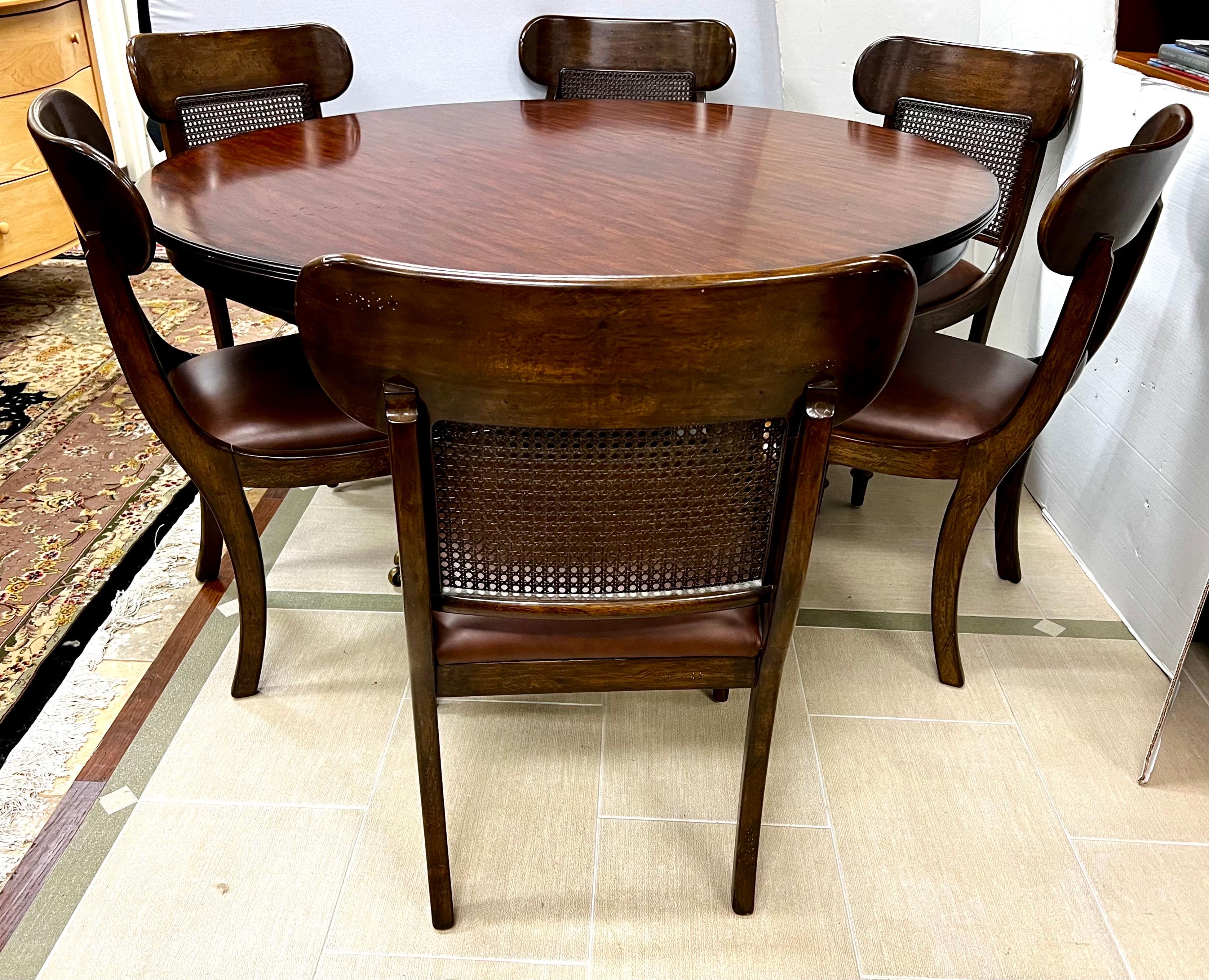 Ralph Lauren Henredon Round Dining Room set Table & Six Matching Leather Chairs 3