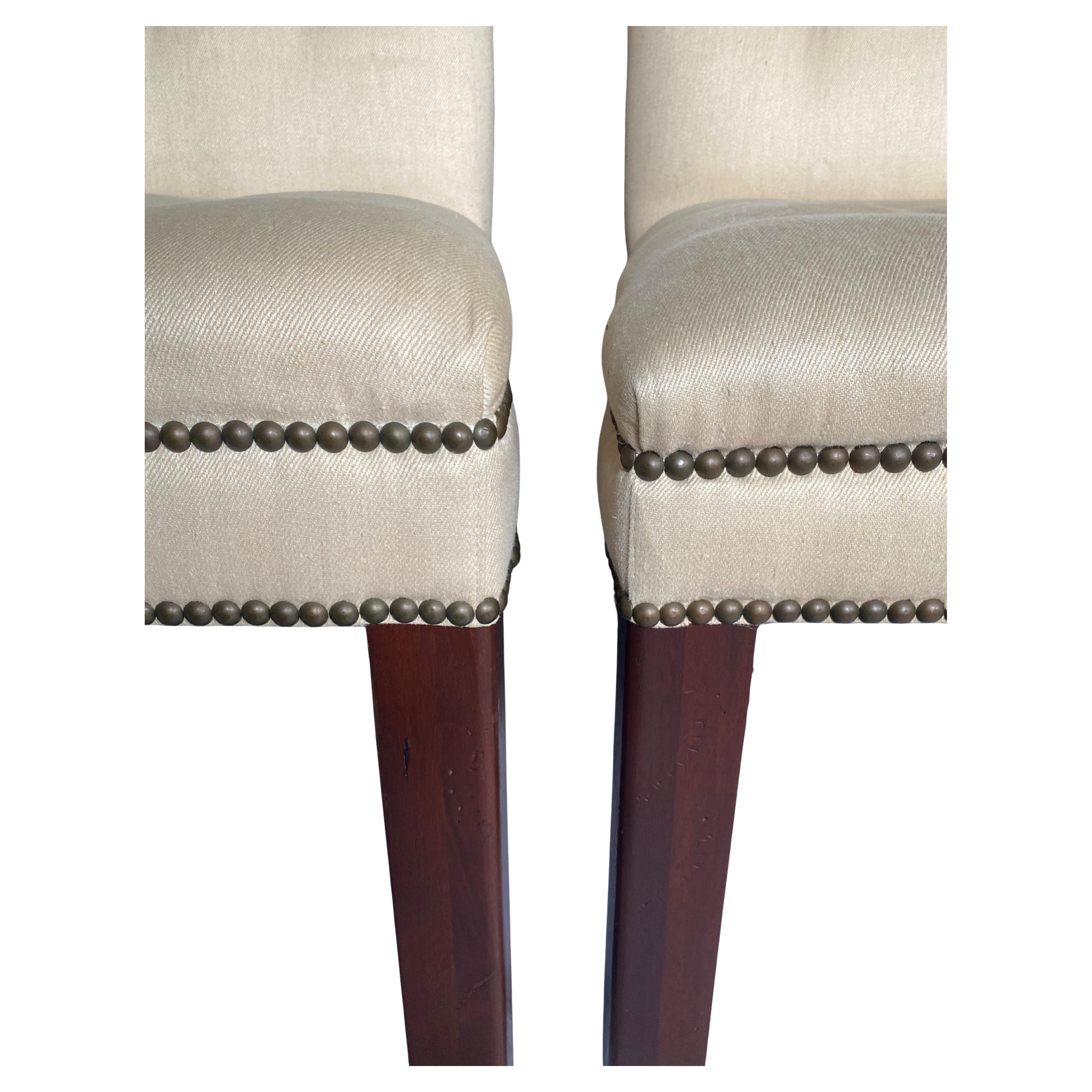 Ralph Lauren High Back Tufted Dining Chairs, Set of 6 en vente 5