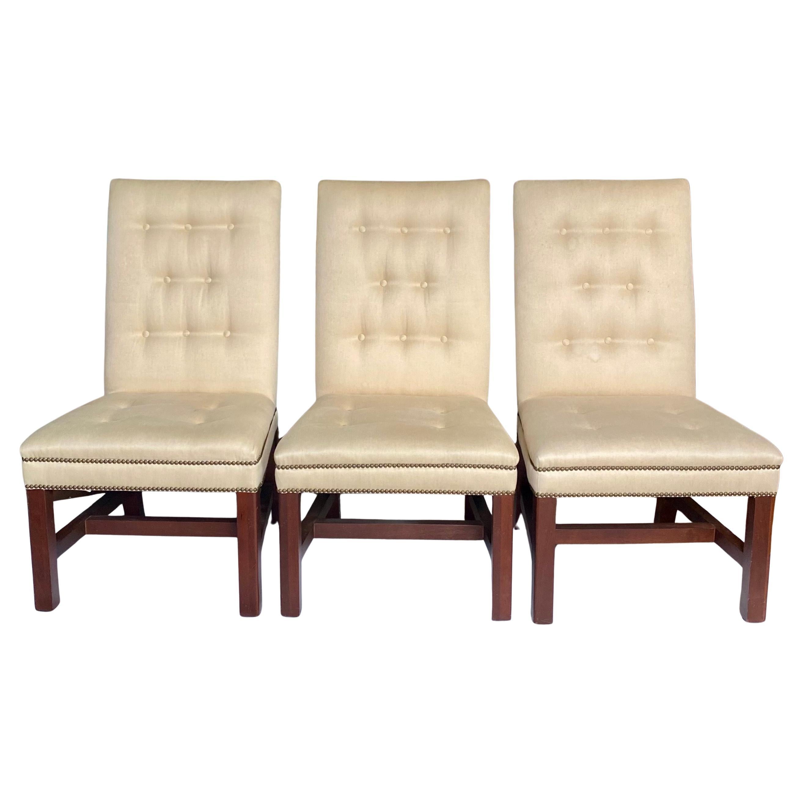 Classique américain Ralph Lauren High Back Tufted Dining Chairs, Set of 6 en vente