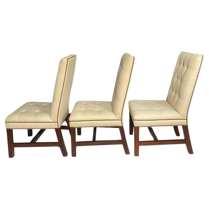 Ralph Lauren High Back Tufted Dining Chairs, Set of 6 Bon état - En vente à Lambertville, NJ