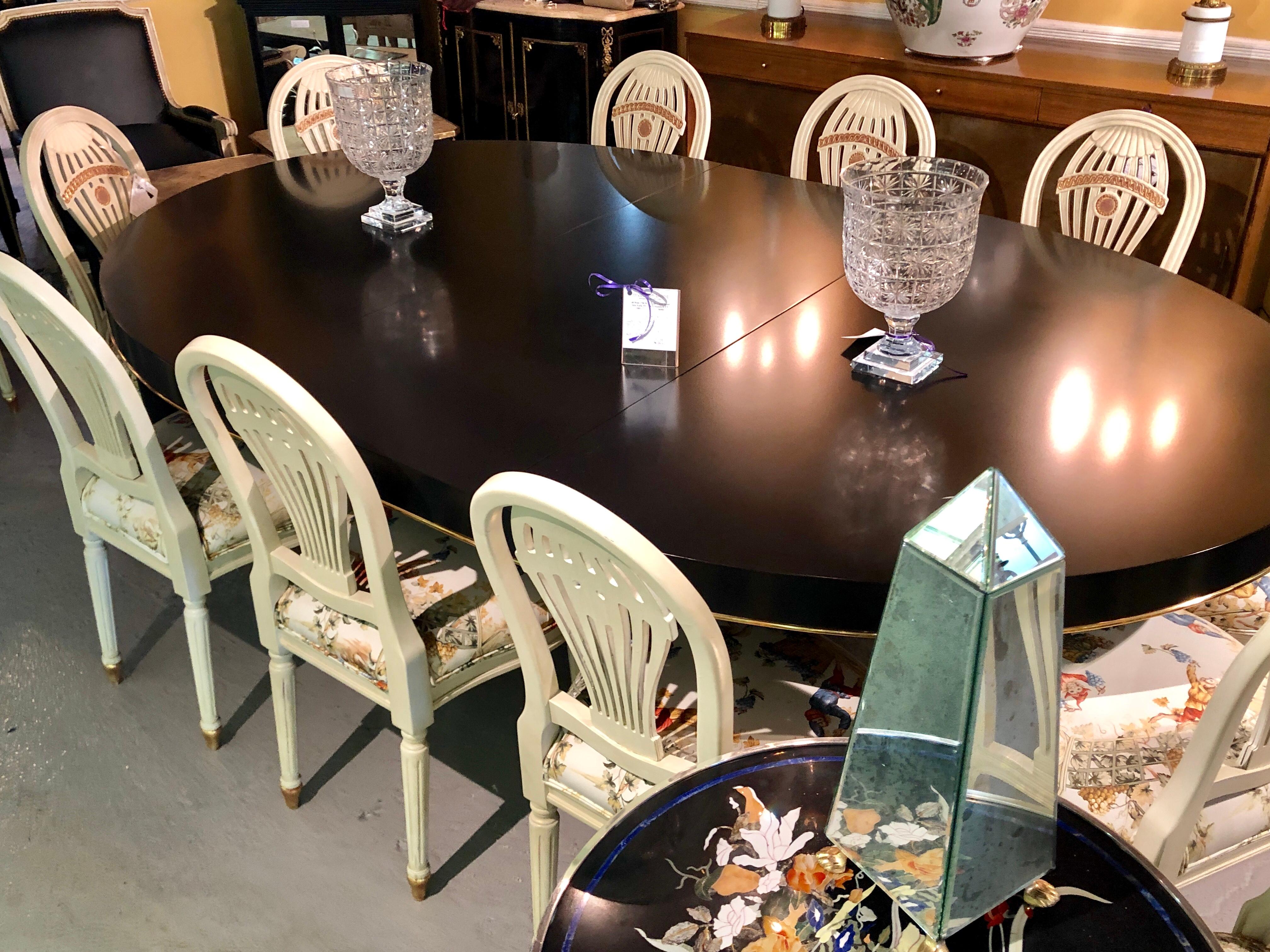 Ralph Lauren Hollywood Regency Style Ebony Dining Table, 