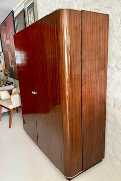 Ralph Lauren Home Art Deco-Style Gentleman's Wardrobe / Bar Cabinet in Mahogany